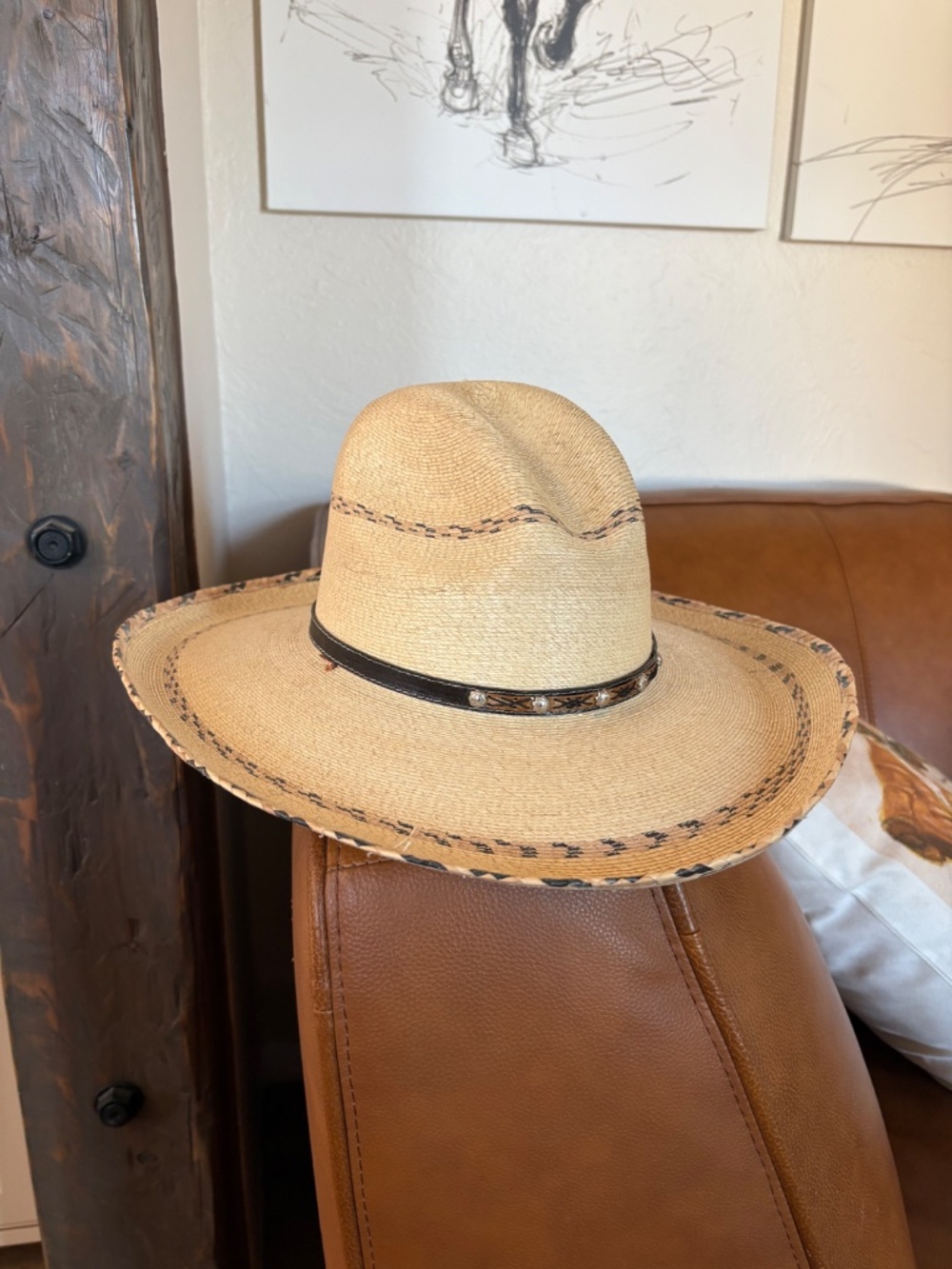 D.A. Hats by Avelar Authentic Sahuayo Palm Leaf Gus Cowboy Hat - Size 6 (21”) - Picture 17 of 17